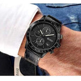 Hugo Boss Rafale Chronograph Black Dial Black Leather Strap Watch For Men - 1513456