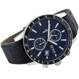 Hugo Boss Rafale Chronograph Blue Dial Black Leather Strap Watch For Men - 1513391