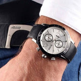 Hugo Boss Rafale Chronograh Quartz White Dial Black Leather Strap Watch For Men - HB1513403