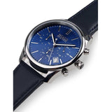 Hugo Boss Time One Blue Dial Black Leather Strap Watch for Men - 1513431