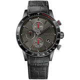 Hugo Boss Rafale Chronograph Grey Dial Black Leather Strap Watch For Men - HB1513445