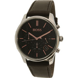 Hugo Boss Time One Black Dial Brown Leather Strap Watch for Men - 1513448