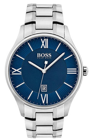 Hugo Boss Governer Blue Dial Silver Steel Strap Watch for Men - 1513487