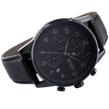 Hugo Boss Navigator Black Dial Black Leather Strap Watch for Men - 1513497