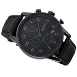 Hugo Boss Navigator Black Dial Black Leather Strap Watch for Men - 1513497