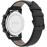 Hugo Boss Navigator Black Dial Black Leather Strap Watch for Men - 1513497