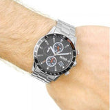 Hugo Boss Rafale Chronograph Black Dial Silver Steel Strap Watch for Men - 1513509