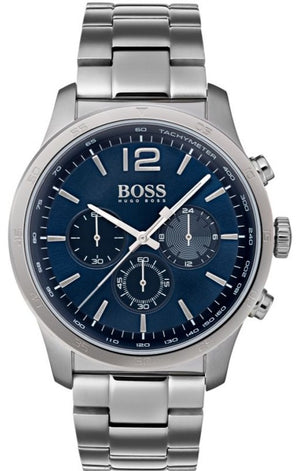 Hugo Boss Professional Chronograph Blue Dial Silver Steel Strap Watch for Men - 1513527