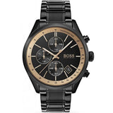 Hugo Boss Grand Prix Black Dial Black Steel Strap Watch for Men - 1513578