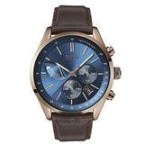 Hugo Boss Grand Prix Blue Dial Brown Leather Strap Watch for Men