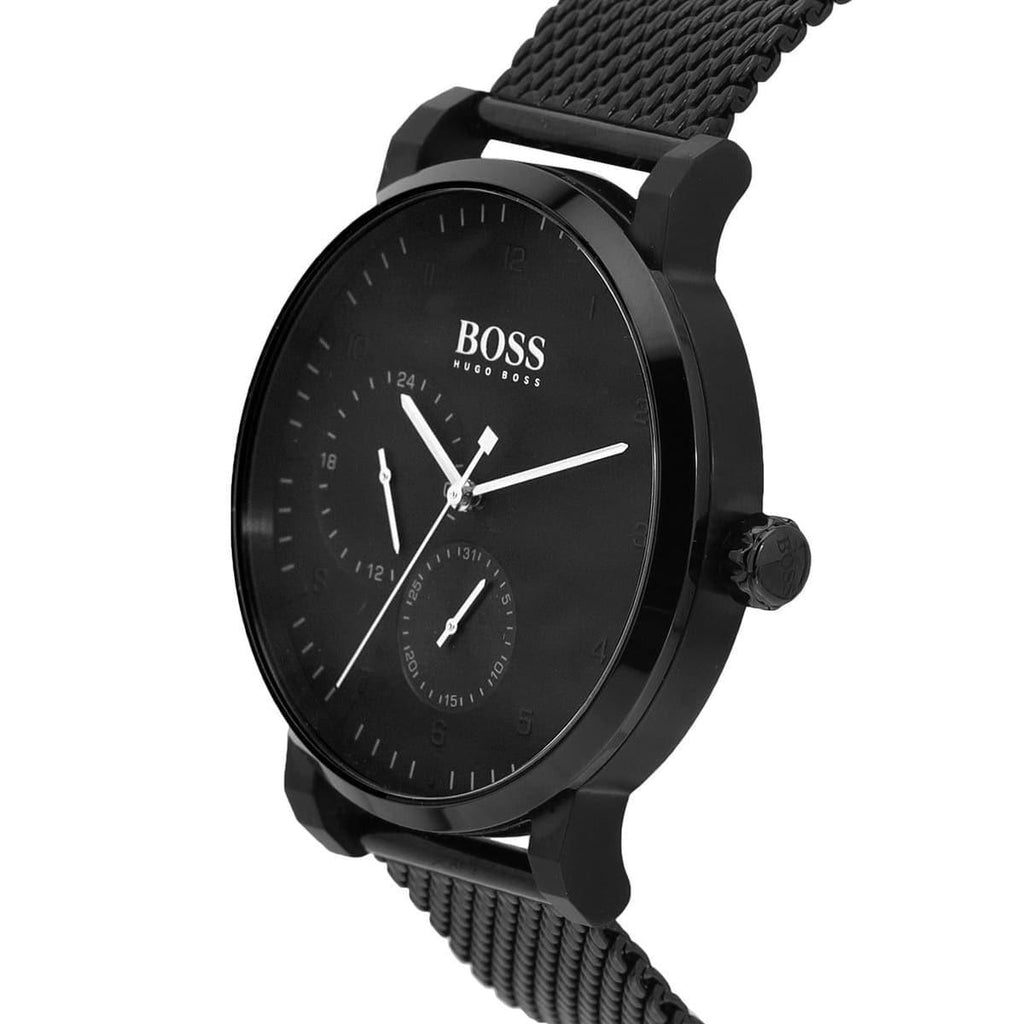 Hugo Boss O2 Hugo Boss Oxygen Black Dial นาฬิกาข้อมือตาข่ายสีดำสำหรับผู้ชาย