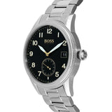 Hugo Boss Legacy Black Dial Silver Steel Strap Watch for Men - 1513671