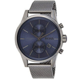 Hugo Boss Jet Blue Dial Gunmetal Mesh Bracelet Watch for Men  - 1513677