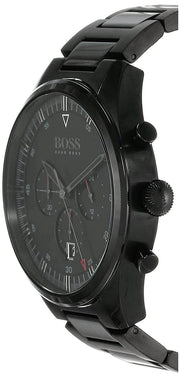 Hugo Boss Pioneer Chronograph Black Dial Black Steel Strap Watch for Men - 1513714