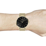 Hugo Boss Horizon Quartz Black Dial Gold Mesh Bracelet Watch For Men - 1513735