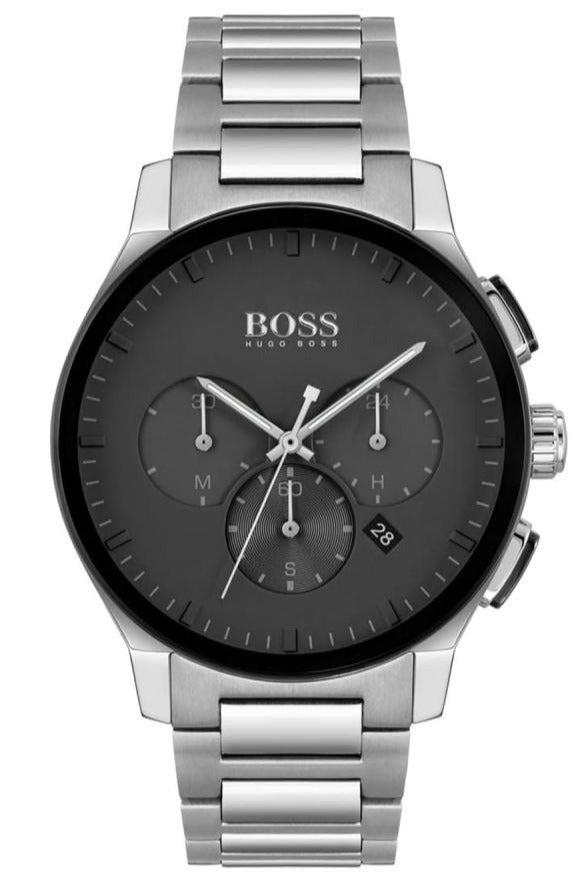 Montre Hugo Boss Peak à cadran noir et bracelet en acier argenté