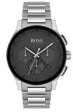 Hugo Boss Peak Black Dial Silver Steel Strap Watch for Men - 1513762