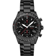 Hugo Boss Aero Chronograph Black Dial Black Steel Strap Watch for Men - 1513771