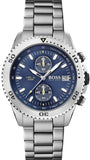 Hugo Boss Vela Chronograph Diver Blue Dial Silver Steel Strap Watch for Men - 1513775