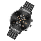 Hugo Boss Integrity Black Dial Black Steel Strap Watch for Men - 1513780