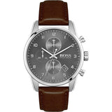 Hugo Boss Skymaster Grey Dial Brown Leather Strap Watch for Men - 1513787