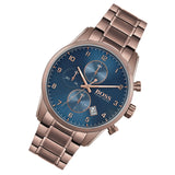 Hugo Boss Skymaster Blue Dial Brown Steel Strap Watch for Men - 1513788