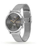 Hugo Boss Integrity Grey Dial Silver Mesh Bracelet Watch for Men - 1513807