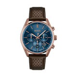 Hugo Boss Champion Blue Dial Brown Leather Strap Watch for Men - 1513817