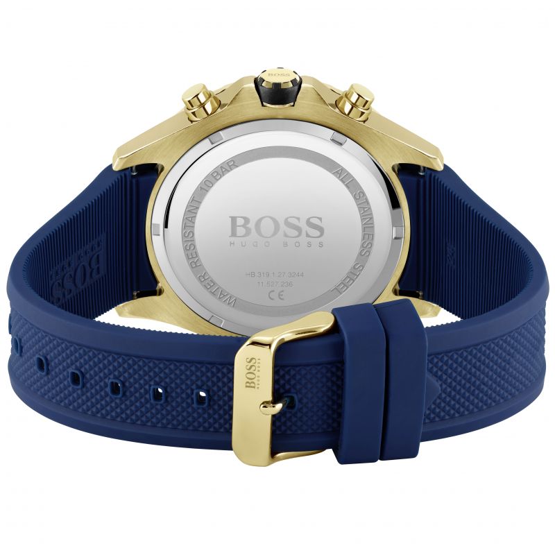 Hugo Boss Globetrotter Blue Dial Blue Silicone Strap Watch for Men - 1513822