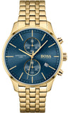 Hugo Boss Associate Chronograph Blue Dial Gold Steel Strap Watch for Men - 1513841