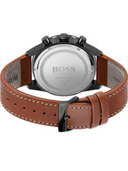 Hugo Boss Pilot Chronograph Black Dial Brown Leather Strap Watch for Men - 1513851