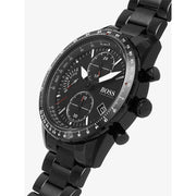 Hugo Boss Aero Chronograph Black Dial Black Steel Strap Watch for Men - 1513771