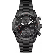 Hugo Boss Aero Chronograph Black Dial Black Steel Strap Watch for Men - 1513771