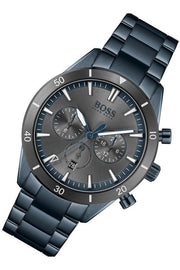 Hugo Boss Trophy Chronograph Black Dial Black Steel Strap Watch for Men - 1513675
