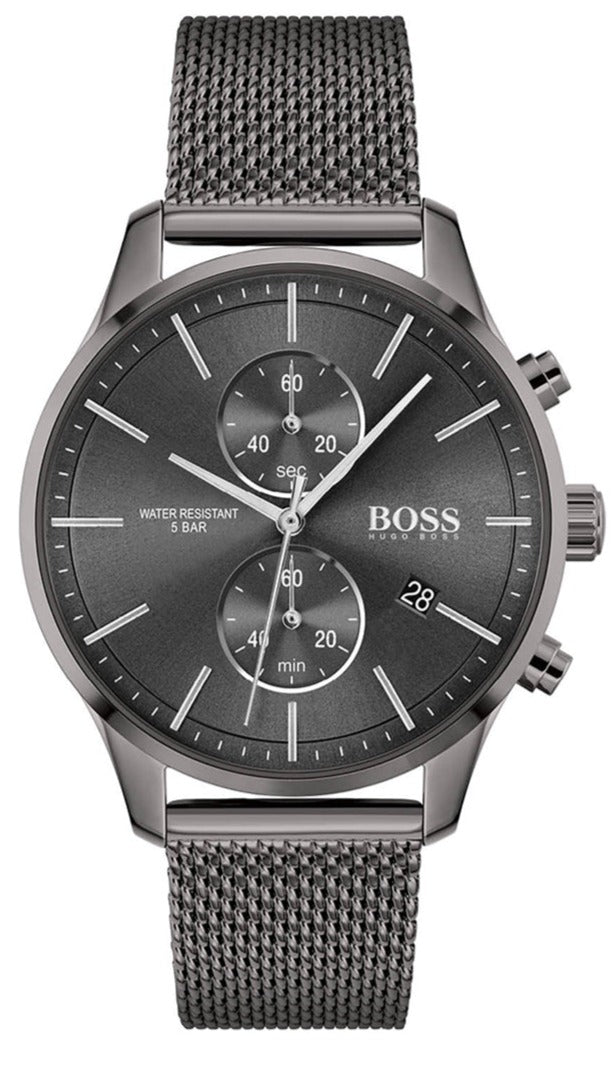 Hugo Boss Associate Chronograph Grey Dial Grey Mesh Bracelet Watch for Men - 1513870