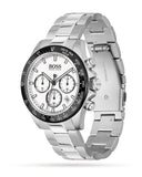 Hugo Boss Hero Chronograph White Dial Silver Steel Strap Watch for Men - 1513875