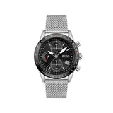 Hugo Boss Pilot Edition Black Dial Silver Mesh Bracelet Watch for Men - 1513886