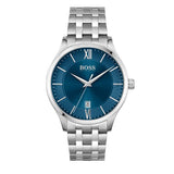 Hugo Boss Governer Blue Dial Silver Steel Strap Watch for Men - 1513487