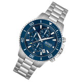 Hugo Boss Admiral Blue Dial Silver Steel Strap Watch for Men - 1513907