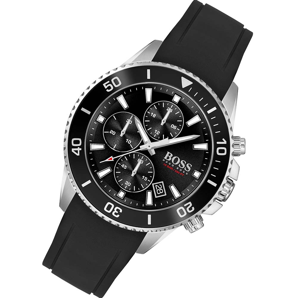 Hugo Boss Admiral Black Dial Black Silicone Strap Watch for Men