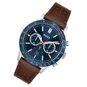 Hugo Boss Allure Chronograph Blue Dial Brown Leather Strap Watch for Men - 1513921