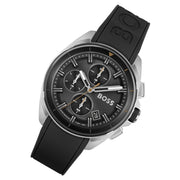 Hugo Boss Volane Chronograph Grey Dial Black Silicone Strap Watch for Men - 1513953