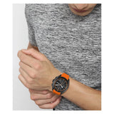 Hugo Boss Volane Chronograph Black Dial Orange Silicone Strap Watch for Men - 1513957