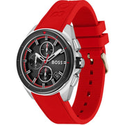 Hugo Boss Volane Chronograph Black Dial Red Rubber Strap Watch for Men - 1513959