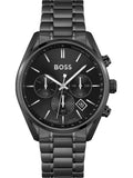 Hugo Boss Champion Black Dial Black Steel Strap Watch for Men - 1513960