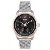 Hugo Boss Sophio Black Dial Silver Mesh Bracelet Watch for Men -1513961