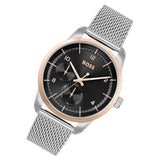 Hugo Boss Sophio Black Dial Silver Mesh Bracelet Watch for Men -1513961