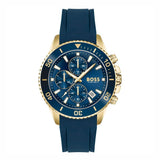 Hugo Boss Admiral Chronograph Blue Dial Blue Rubber SIlicon Strap Watch for Men - 1513965