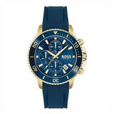 Hugo Boss Admiral Chronograph Blue Dial Blue Rubber SIlicon Strap Watch for Men - 1513965