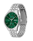 Hugo Boss Associate Chronograph Green Dial Silver Steel Strap Watch for Men - 1513975